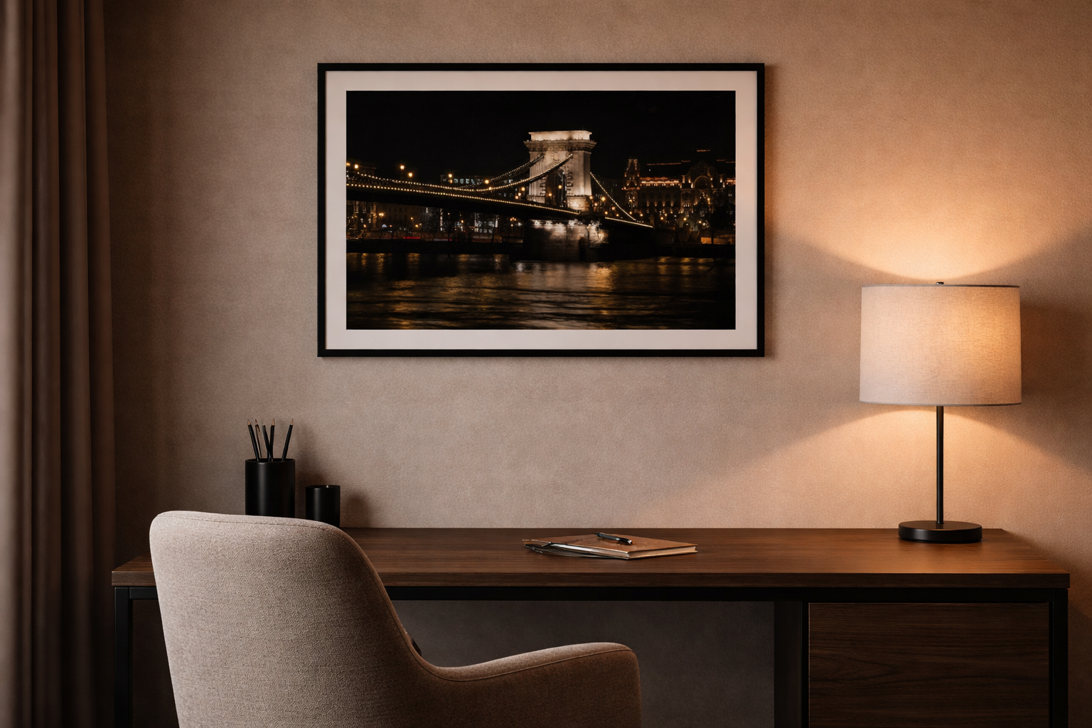 Budapest Bridge Framed Fine Art Photography Print mockup 2