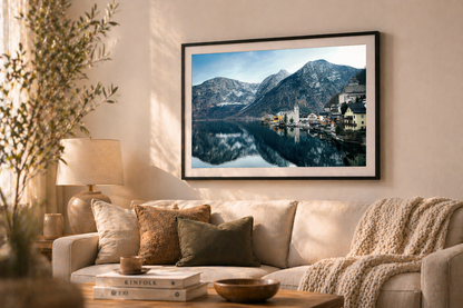 Hallstatt framed print close-up mockup