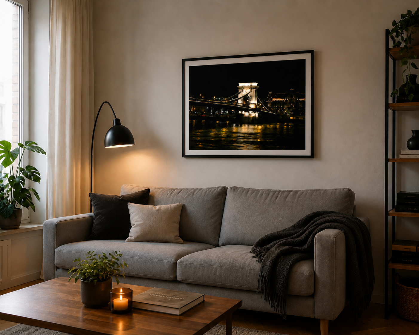Budapest Bridge Framed Fine Art Photography Print mockup 2