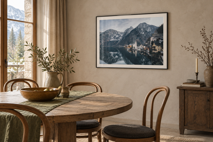 Hallstatt framed wall art in a dining room