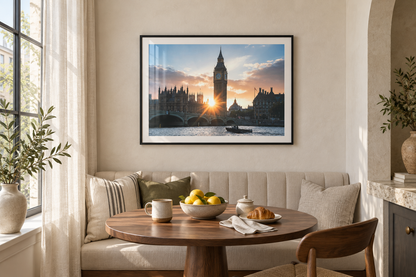 London Bridge and the Thames framed print in a breakfast nook