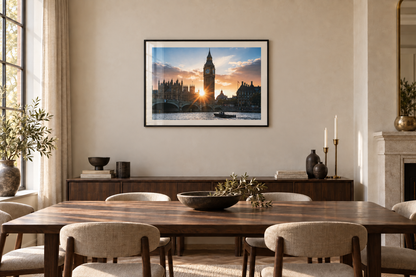 London Bridge and the Thames framed print in a dining room