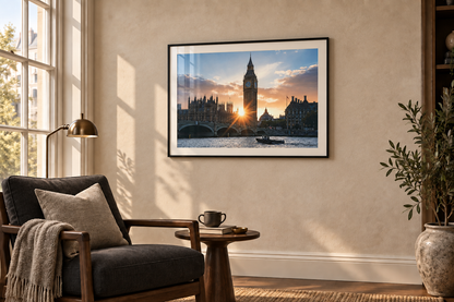 London Bridge and the Thames framed print in a reading nook