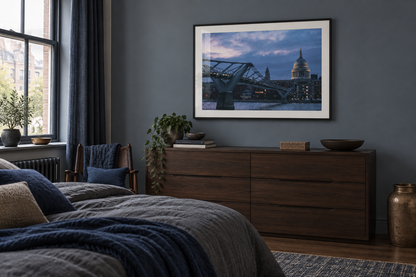 Millennium Bridge & St Paul's London Framed Fine Art Print mockup 1