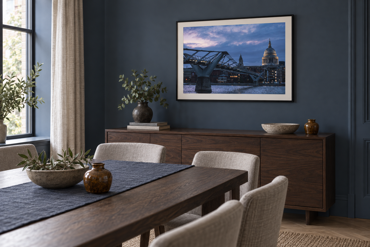Millennium Bridge & St Paul's London Framed Fine Art Print mockup 2
