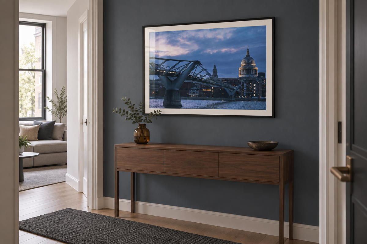 Millennium Bridge & St Paul's London Framed Fine Art Print mockup 3