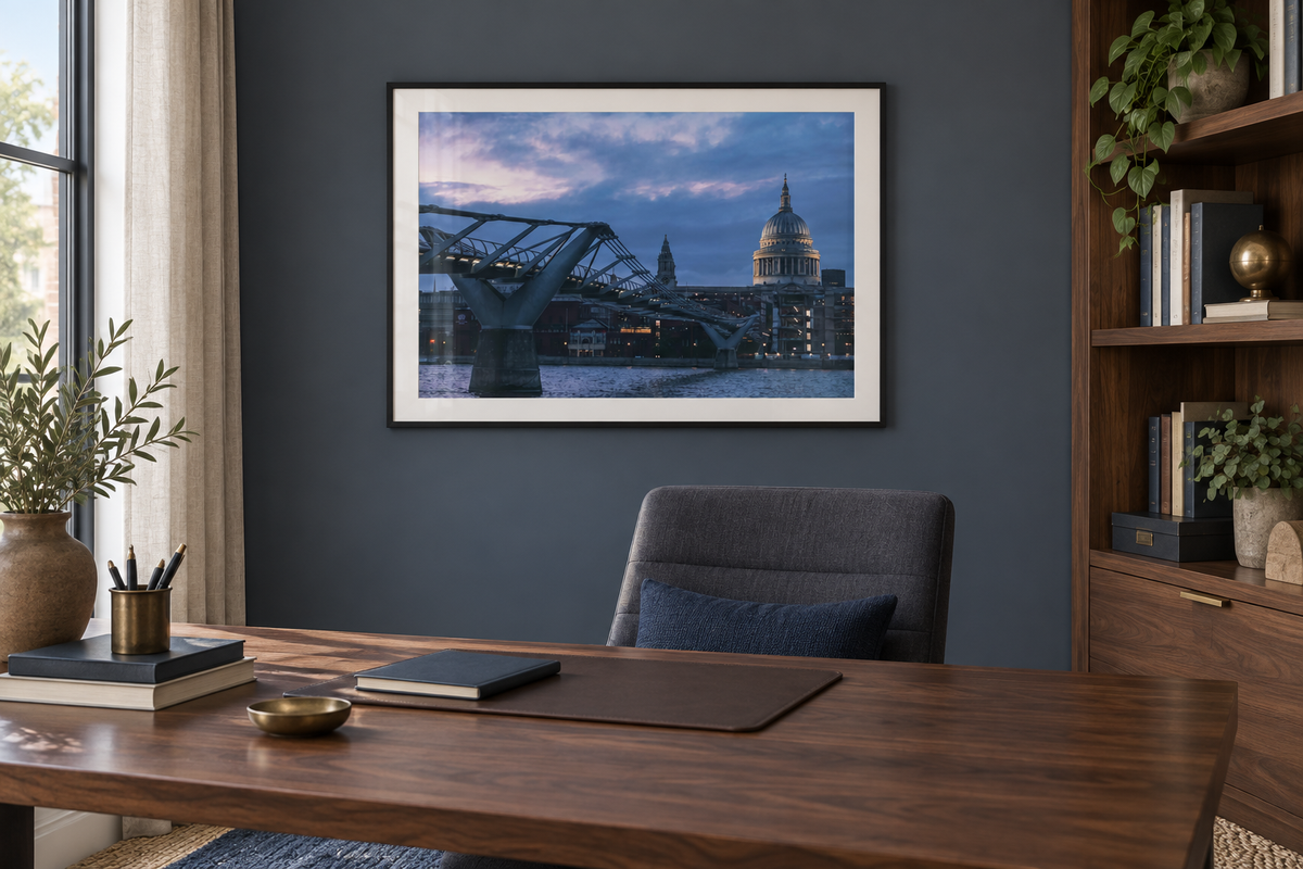 Millennium Bridge & St Paul's London Framed Fine Art Print mockup 4