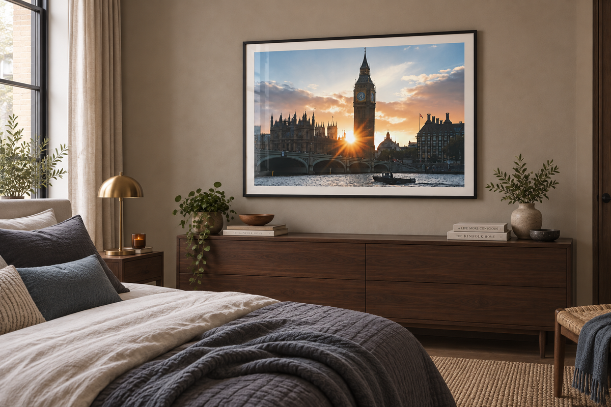London Westminster framed print in a bedroom