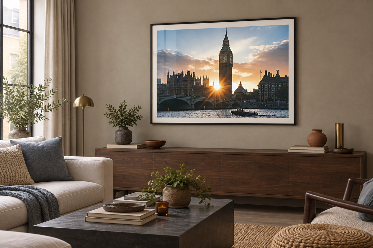 London Westminster framed print in a living room
