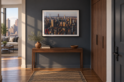 New York From Above framed print entry hall mockup